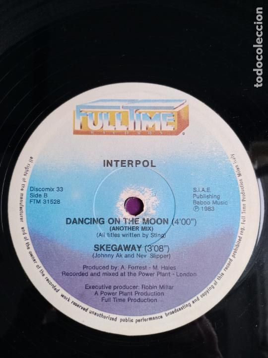 Discos de vinilo: Interpol &lrm;&ndash; Dancing On The Moon - MAXI SINGLE FULL TIME 1983 - SYNTH POP, ITALO DISCO - Foto 2