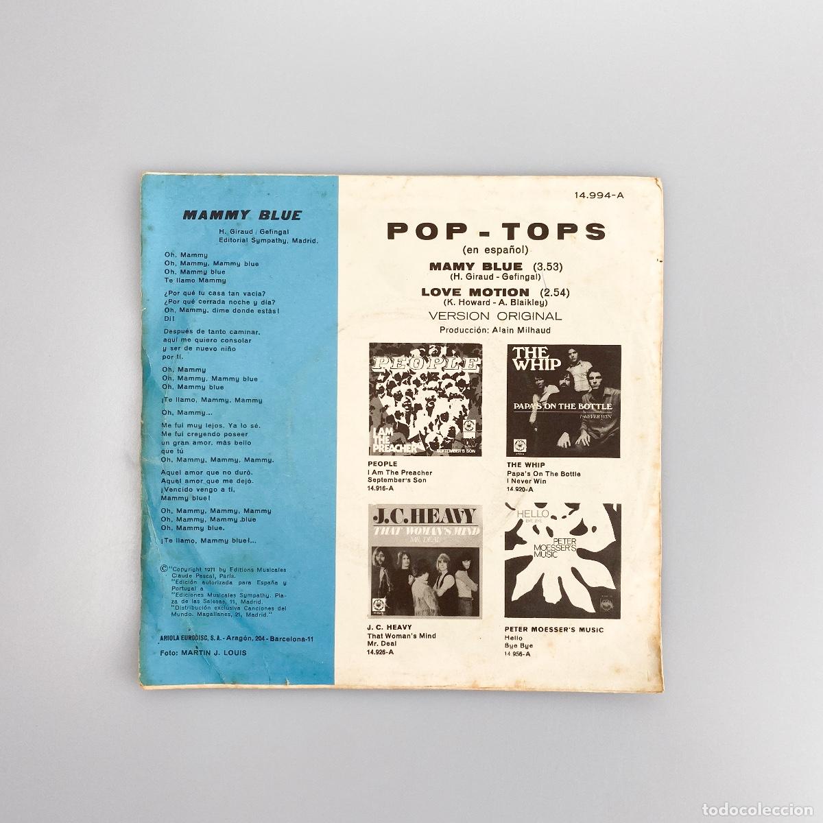 Discos de vinilo: SINGLE. Pop-Tops. Mamy Blue (Versi&oacute;n Espa&ntilde;ola) (G+/VG) - Foto 2