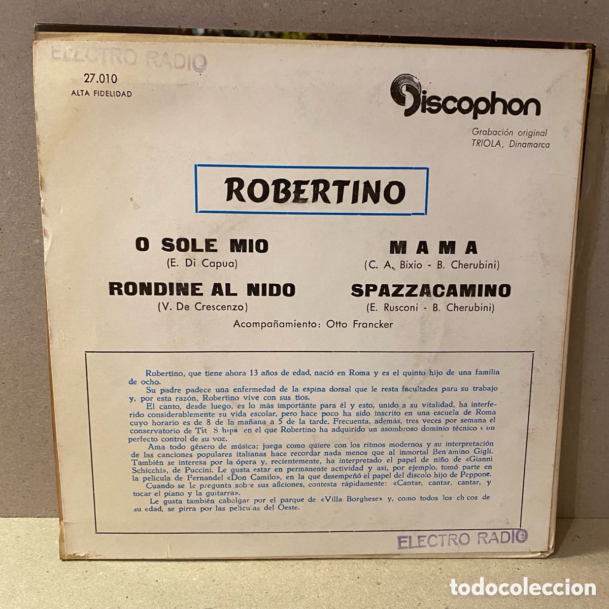 Discos de vinilo: Robertino - O Sole Mio (7&rdquo;, EP) - Foto 2