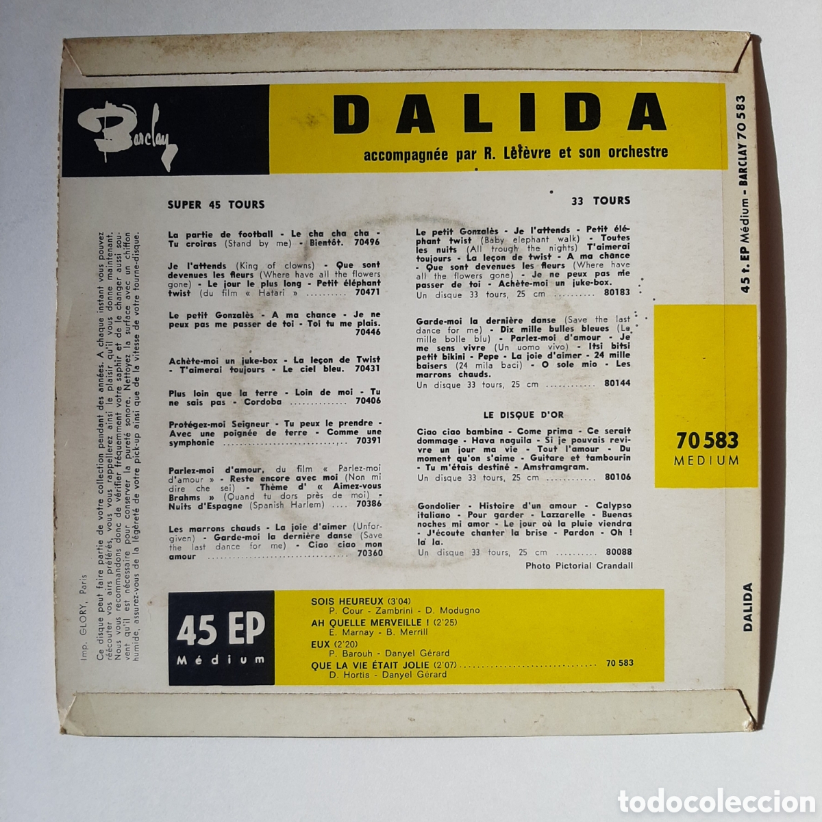 Discos de vinilo: Dalida - Eux, vinilo EP 1963 edici&oacute;n francesa - Foto 2