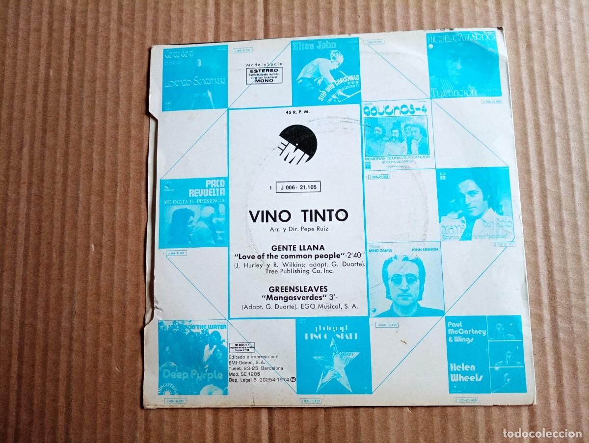 Discos de vinilo: VINIO TINTO - GENTE LLANA SINGLE 1974 - Foto 3