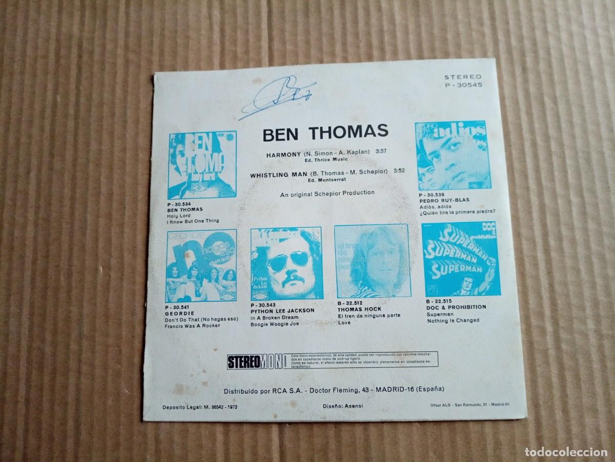 Discos de vinilo: BEN THOMAS - HARMONY SINGLE 1972 EDICION ESPA&Ntilde;OLA - Foto 3