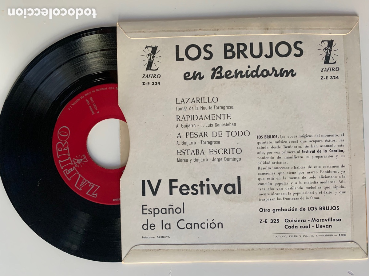 Discos de vinilo: Single ep los brujos en benidorm lazarillo de 1962 - Foto 2
