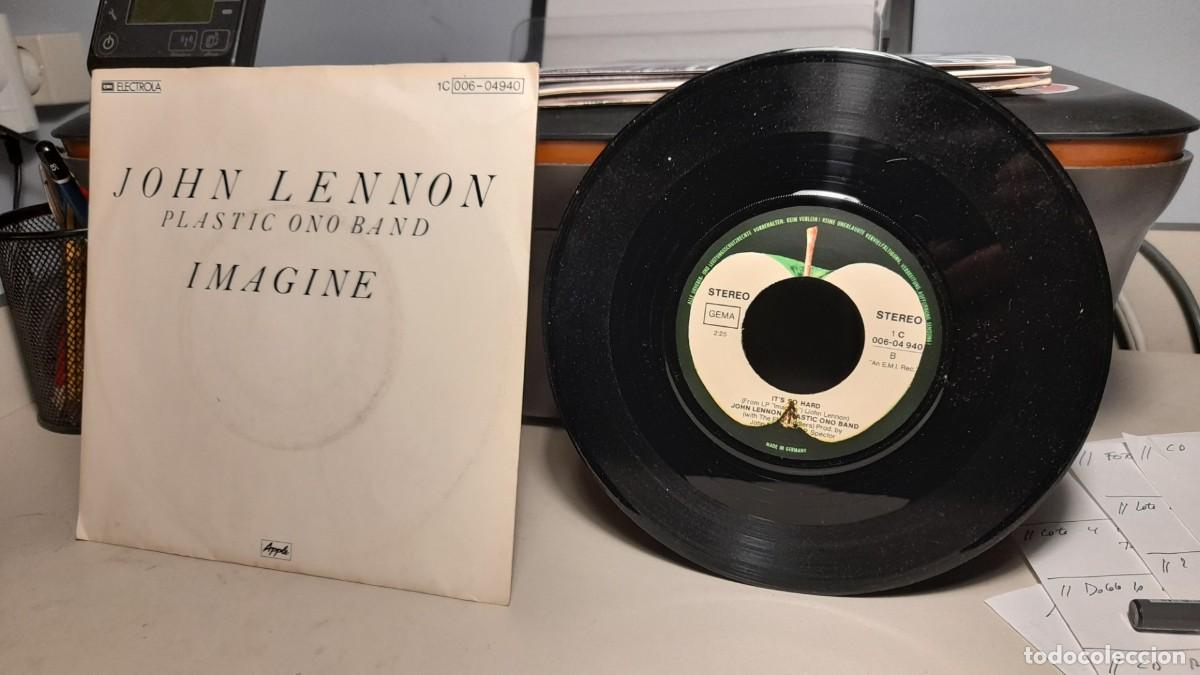 Discos de vinilo: SINGLE JOHN LENNON & PLASTIC ONO BAND : IMAGINE + IT&acute;S SO HARD - Foto 1