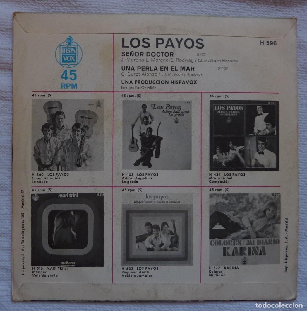Discos de vinilo: LOS PAYOS // SE&Ntilde;OR DOCTOR // 1970 // SINGLE - Foto 2