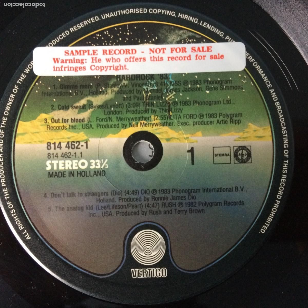 Discos de vinilo: Various &lrm;&ndash; Hardrock 83 , Holanda 1983 Vertigo - Foto 4