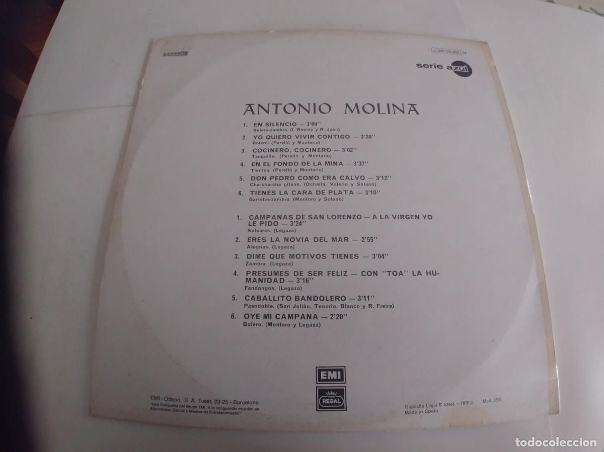 Discos de vinilo: ANTONIO MOLINA-LP EN SILENCIO... - Foto 2