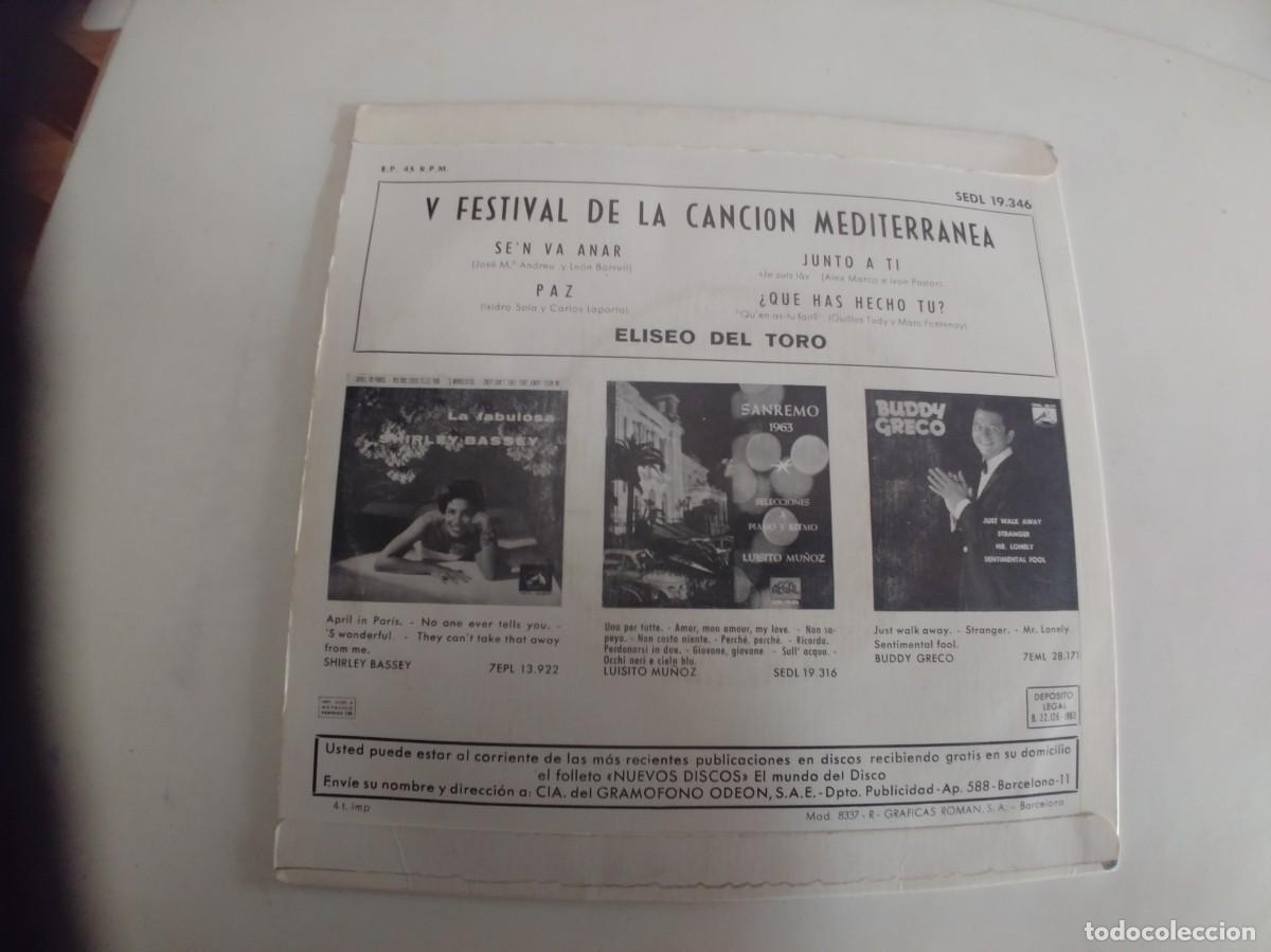 Discos de vinilo: ELISEO DEL TORO-EP SE&acute;N VA ANAR +3 - Foto 2