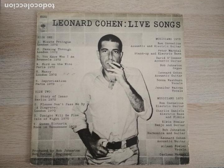 Discos de vinilo: Leonard Cohen &lrm;&ndash; Live Songs 1973,cbs - Foto 2