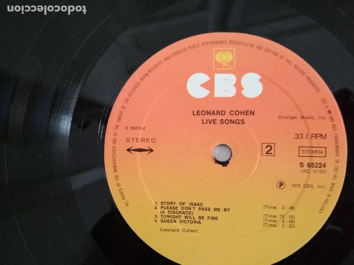 Discos de vinilo: Leonard Cohen &lrm;&ndash; Live Songs 1973,cbs - Foto 6