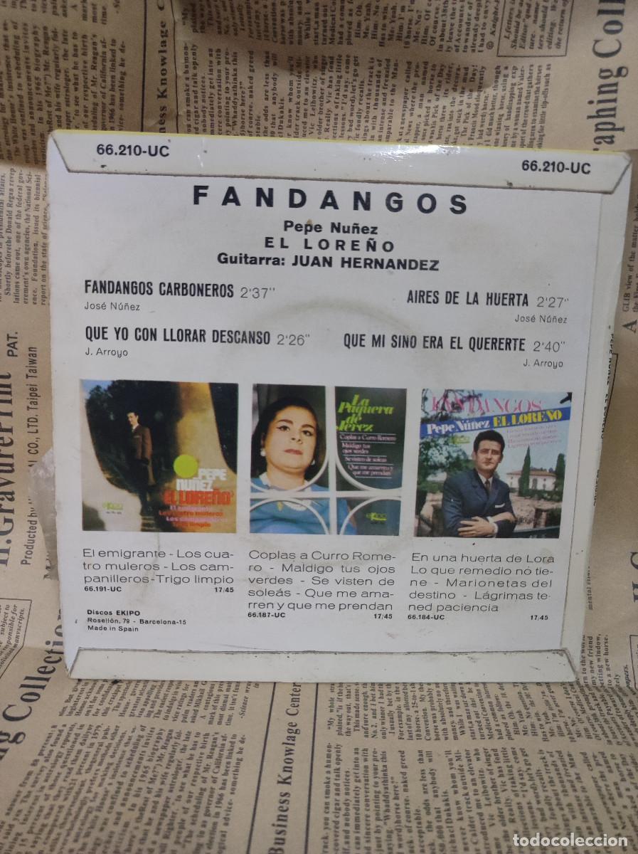 Discos de vinilo: Pepe Nu&ntilde;ez &rdquo;El Lore&ntilde;o&rdquo; &ndash; Fandangos - Foto 2