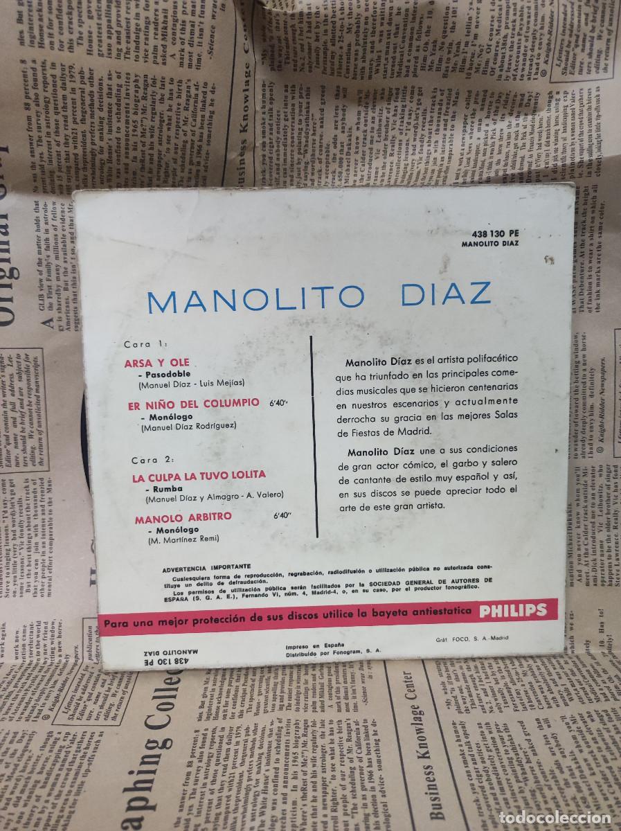 Discos de vinilo: Manolito Diaz &ndash; Arsa Y Ol&eacute; - Foto 2