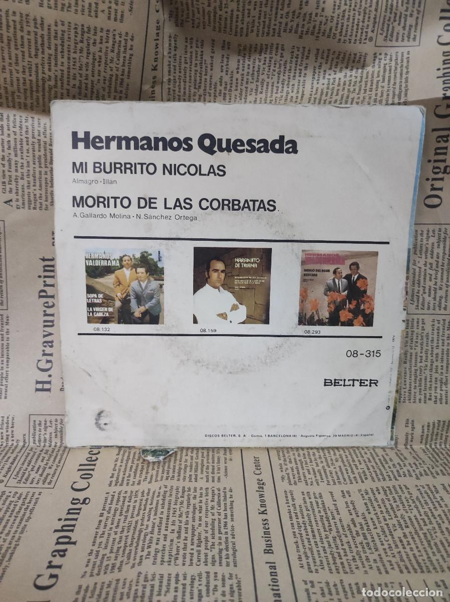 Discos de vinilo: Hermanos Quesada &ndash; Mi Burrito Nicol&aacute;s / Morito De Las Corbatas - Foto 2