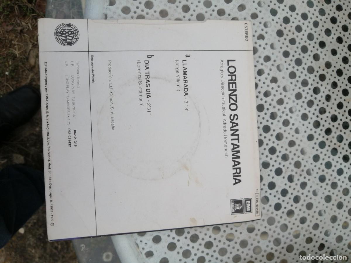 Discos de vinilo: Singels Lorenzo Santamaria . Llamarada - Foto 2