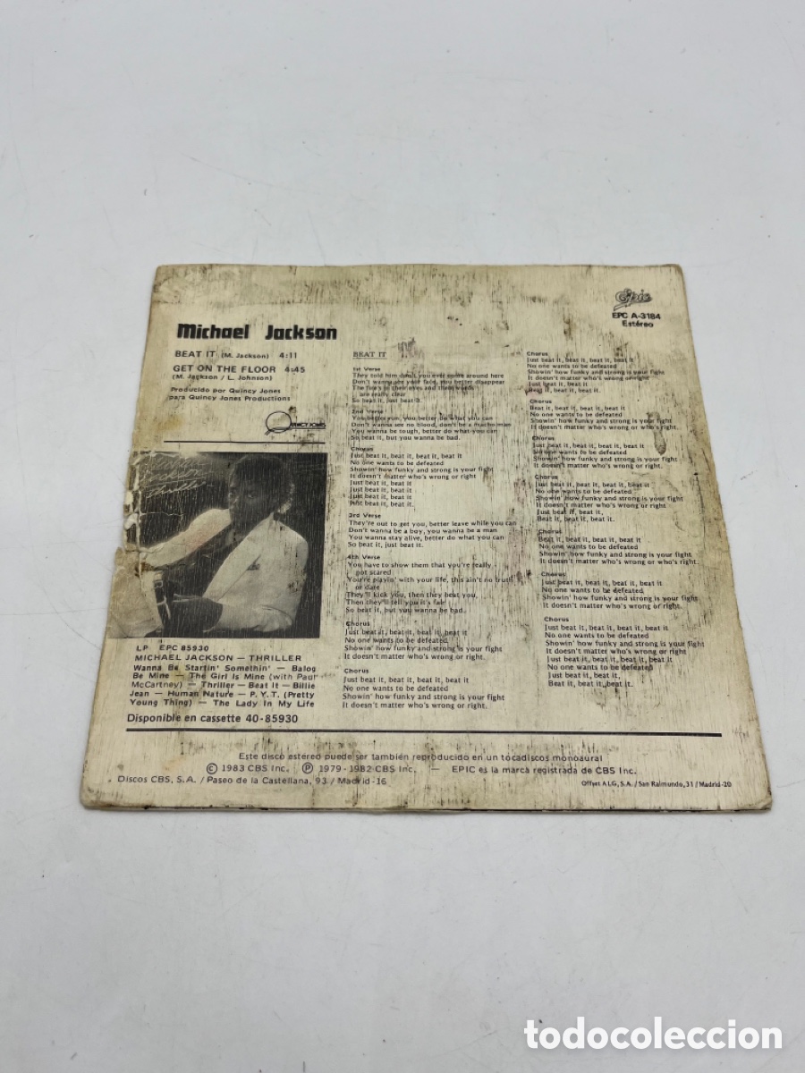 Discos de vinilo: Michael Jackson &ndash; Beat It Single 1983 - Foto 4