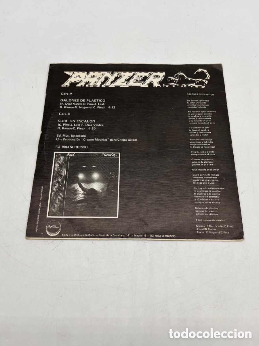 Discos de vinilo: Panzer - Galones De Plastico 1983-SINGLE - Foto 2