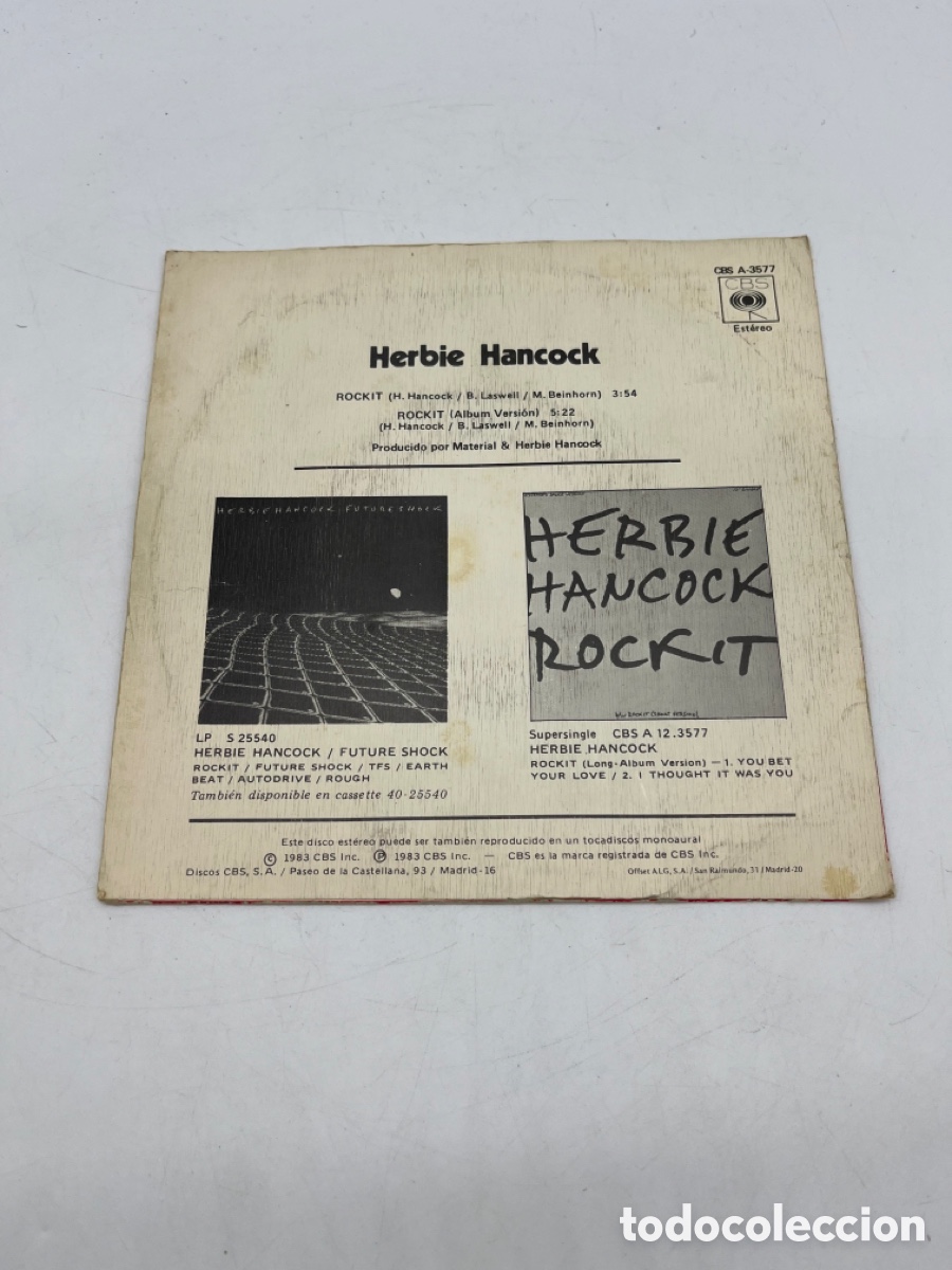 Discos de vinilo: Herbie hancock. rockit. cbs single 1983 - Foto 2