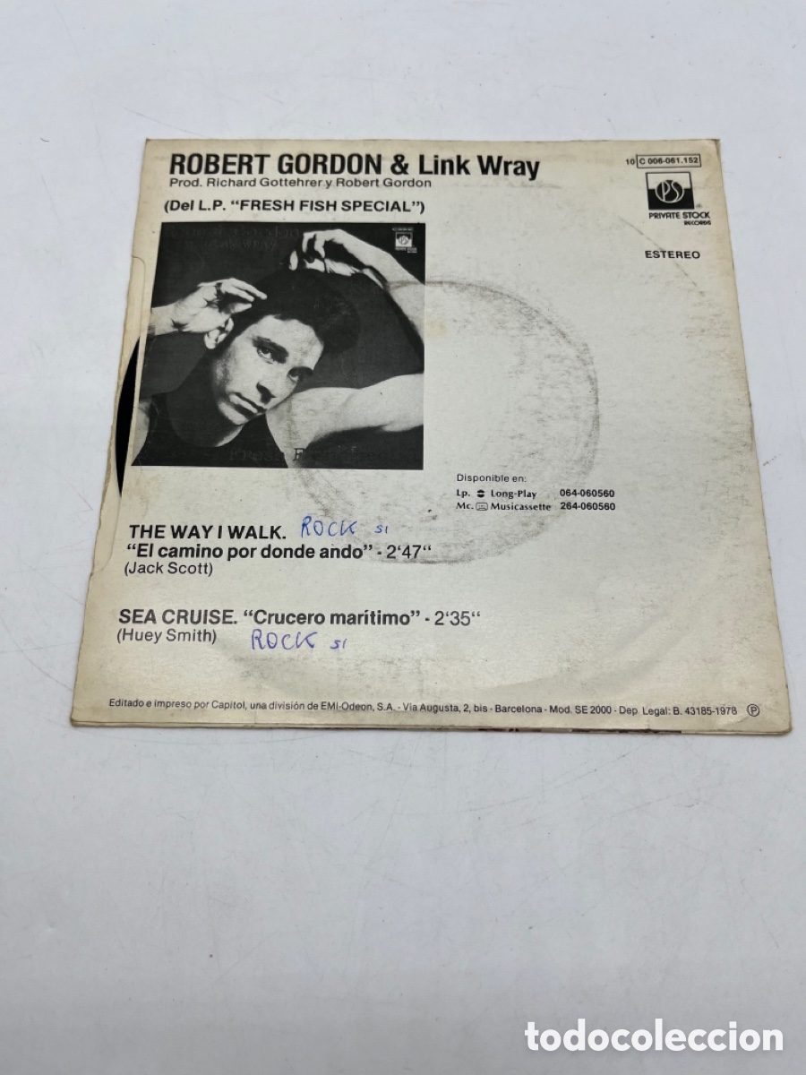 Discos de vinilo: Robert Gordon & Link Wray / THE WAY I WALK / 1978 / SINGLE - Foto 2