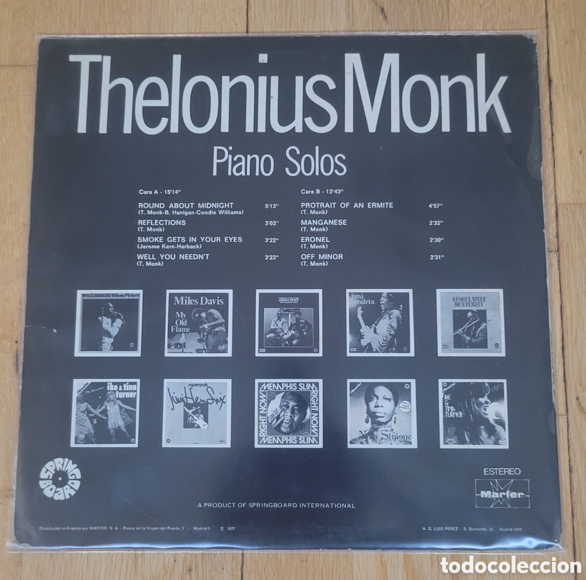Discos de vinilo: Thelonius Monk Piano Solos lp. - Foto 2