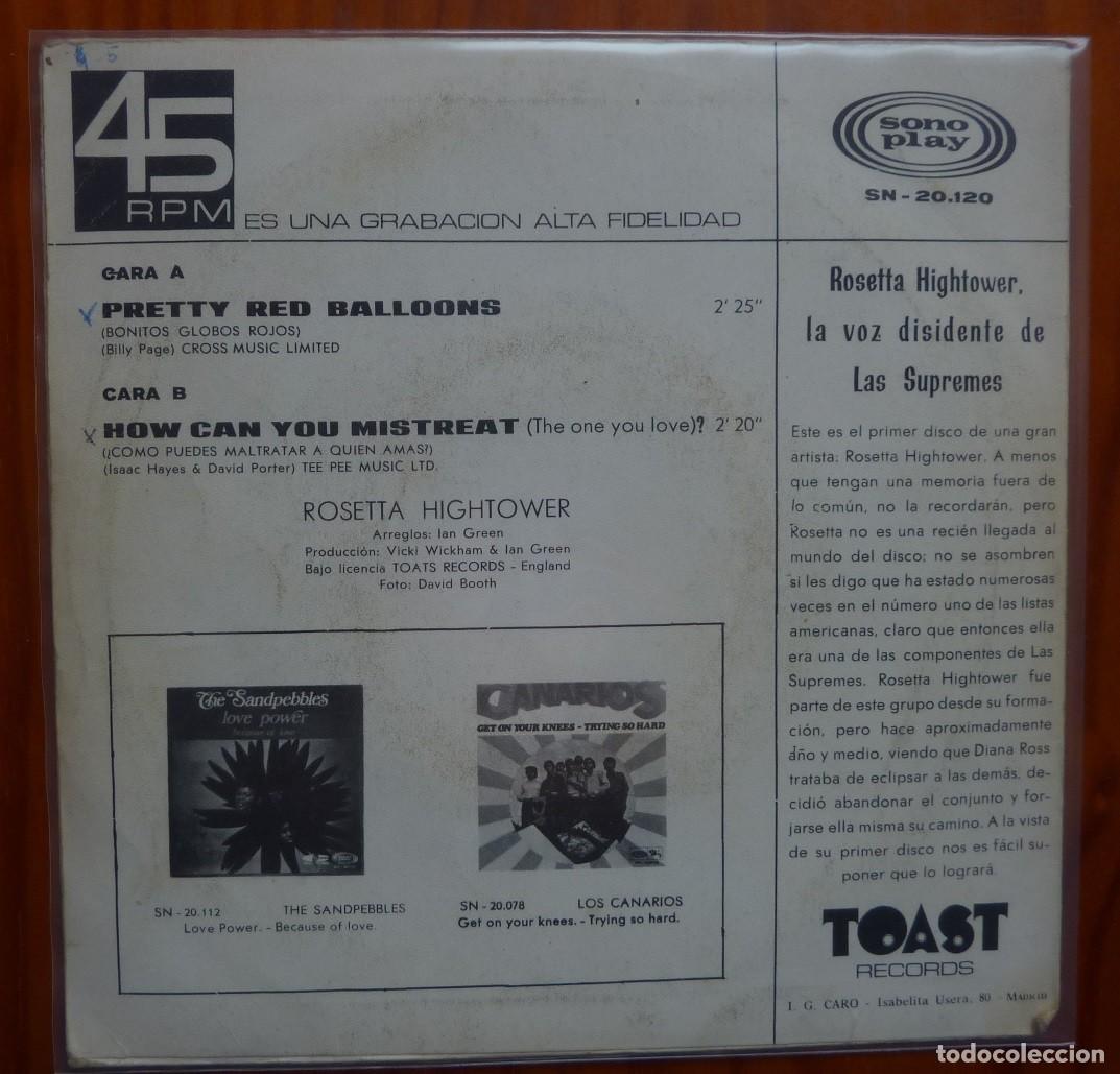 Discos de vinilo: ROSETTA HIGHTOWER / PRETTY RED BALLOONS / 1968 / SINGLE - Foto 2