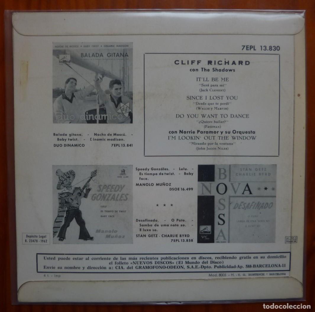 Discos de vinilo: CLIFF RICHARD / ITLL BE ME+3 / 1962 / EP - Foto 2