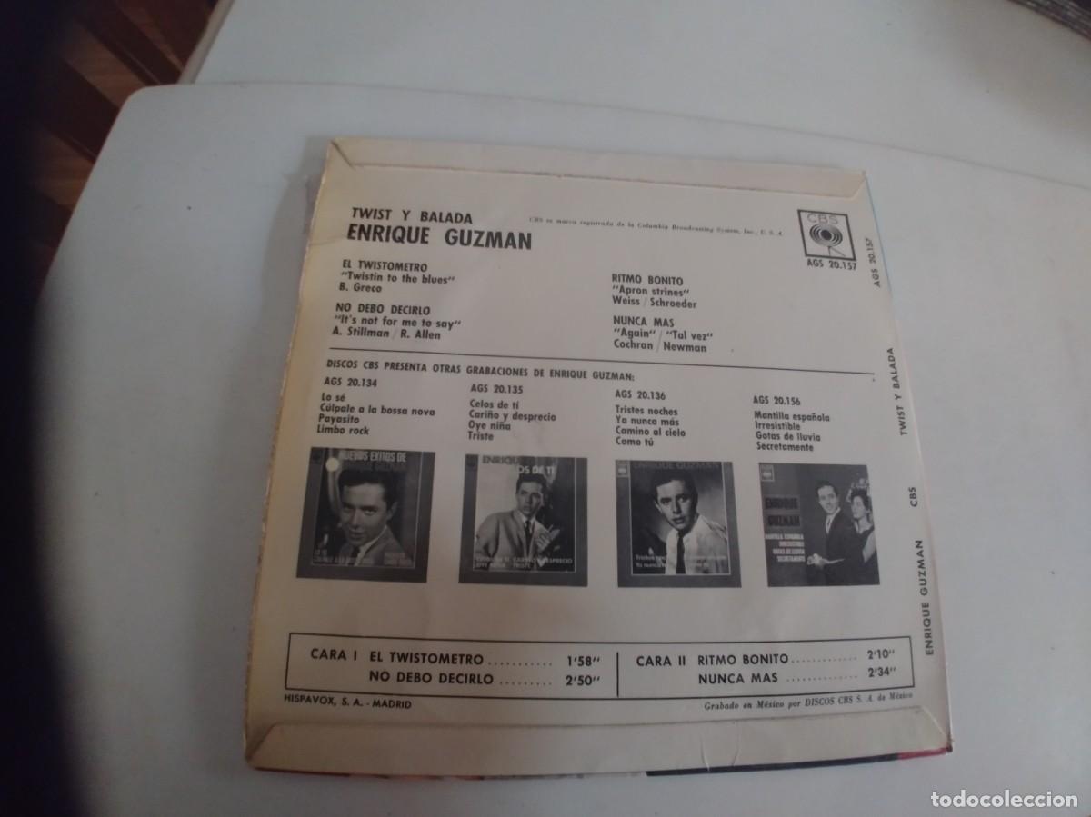 Discos de vinilo: ENRIQUE GUZMAN-EP EL TWISTOMETRO +3 - Foto 2