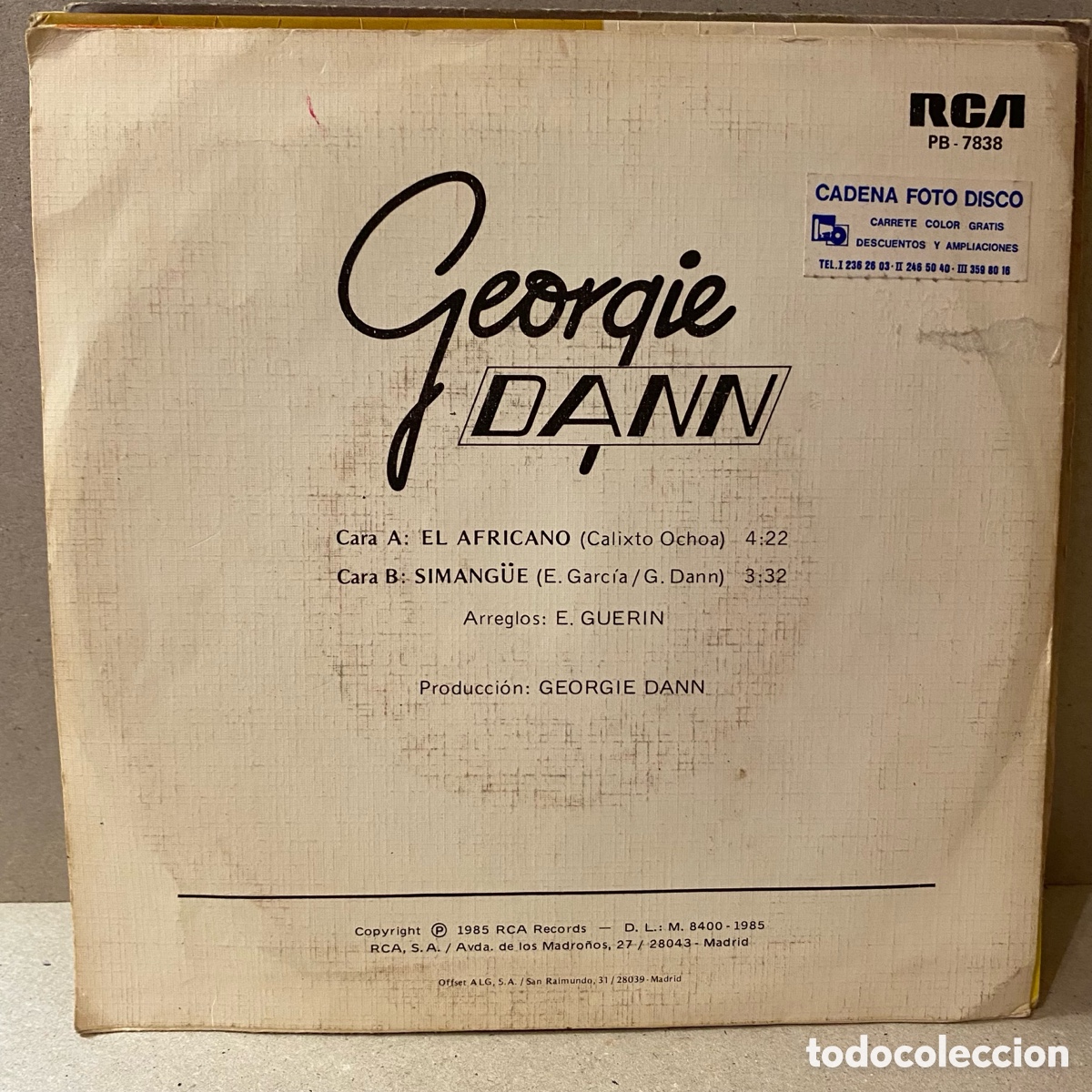 Discos de vinilo: Georgie Dann - El Africano (7&rdquo;, Single) - Foto 2