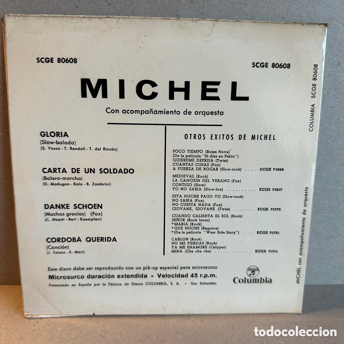 Discos de vinilo: Michel - Los Paraguas De Cherburgo (7&rdquo;, EP) - Foto 2