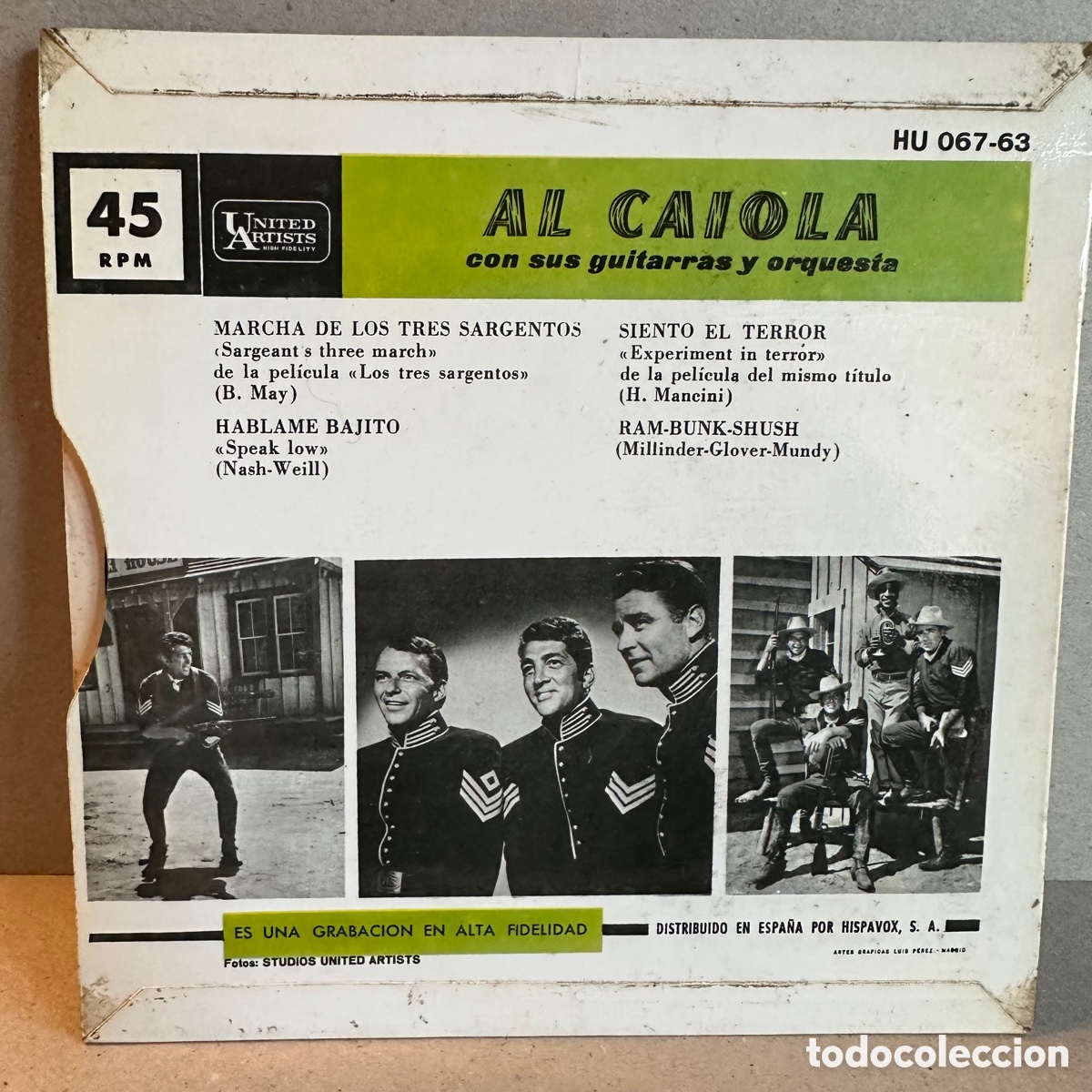 Discos de vinilo: Al Caiola - Los Tres Sargentos (7&rdquo;, EP) - Foto 2