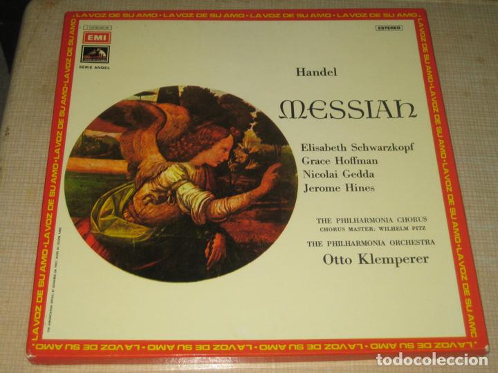 Discos de vinilo: CAJA CON TRES DISCOS EL MESIAS DE OTTO KLEMPERER .