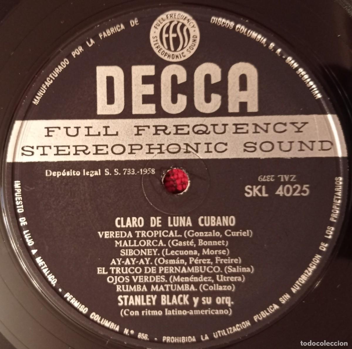 Discos de vinilo: STANLEY BLACK ** Cuban Moonlight ** VINILO LP 1958 - Foto 3
