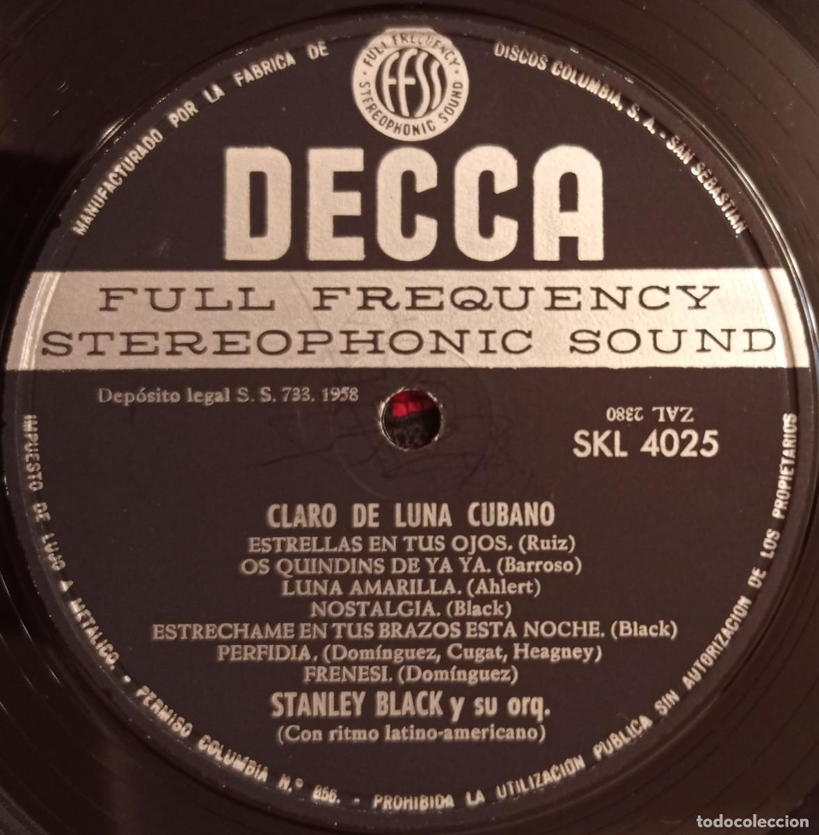 Discos de vinilo: STANLEY BLACK ** Cuban Moonlight ** VINILO LP 1958 - Foto 4