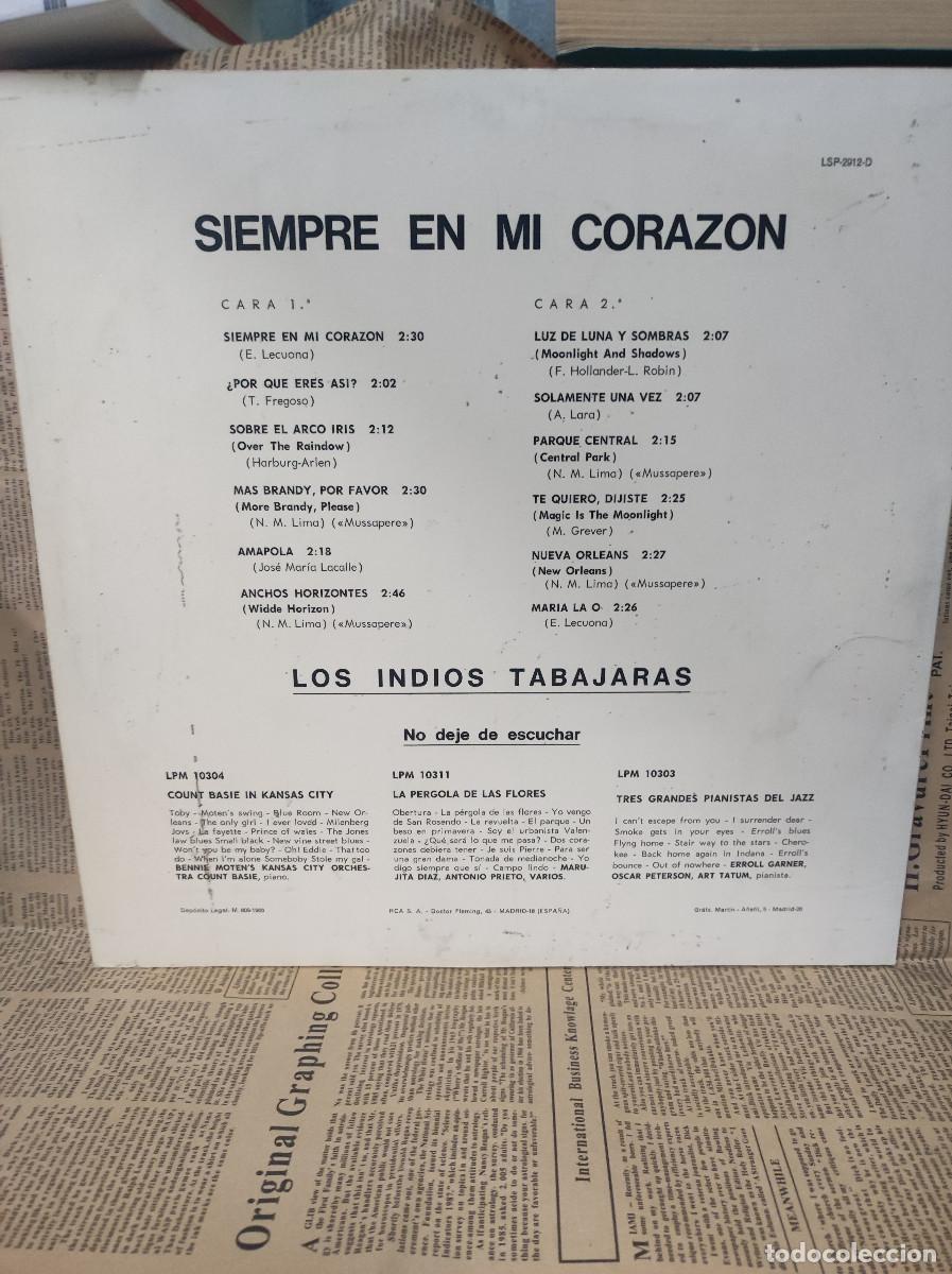 Discos de vinilo: LOS INDIOS TABAJARAS : SIEMPRE EN MI CORAZON - Foto 2
