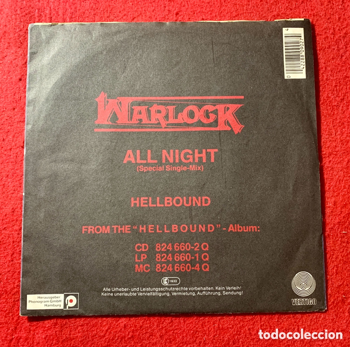 Discos de vinilo: Warlock-&ldquo;All Night&rdquo; Vinilo de 1985 - Foto 3