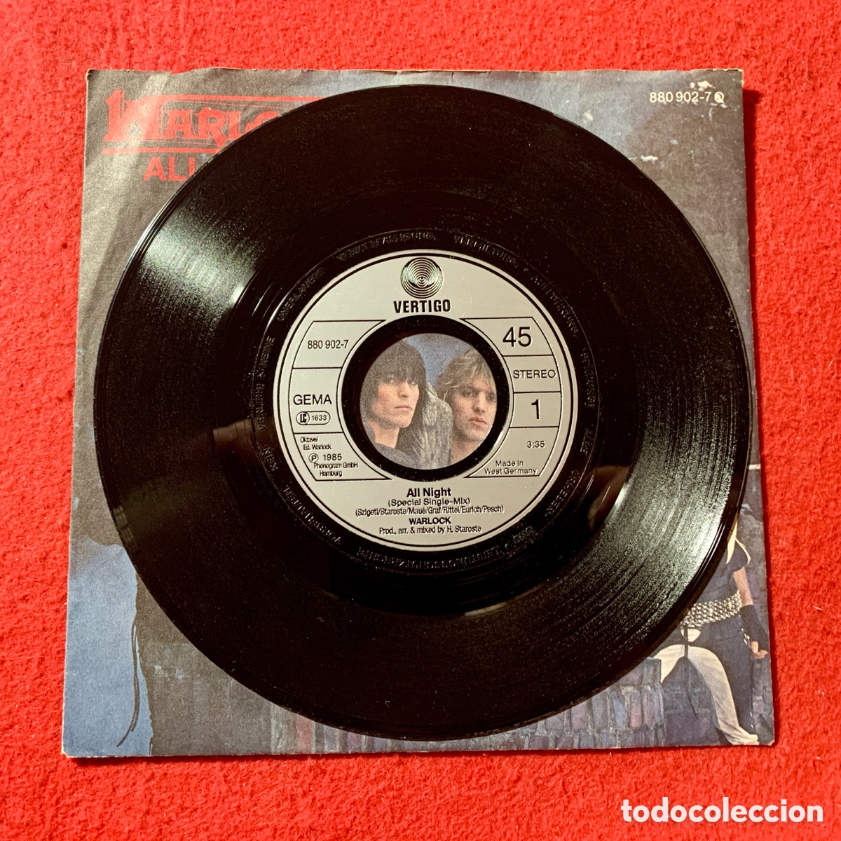 Discos de vinilo: Warlock-&ldquo;All Night&rdquo; Vinilo de 1985 - Foto 4