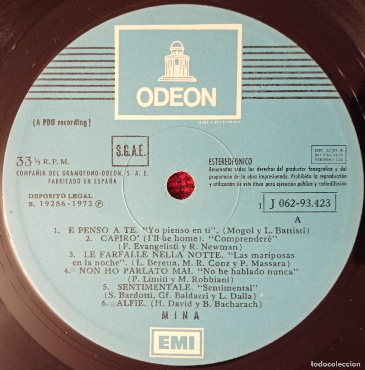 Discos de vinilo: MINA ** Mina ** VINILO LP ORIGINAL 1972 - Foto 3