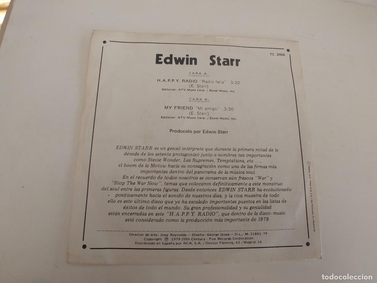 Discos de vinilo: EDWIN STARR-SINGLE HAPPY RADIO-NUEVO - Foto 2