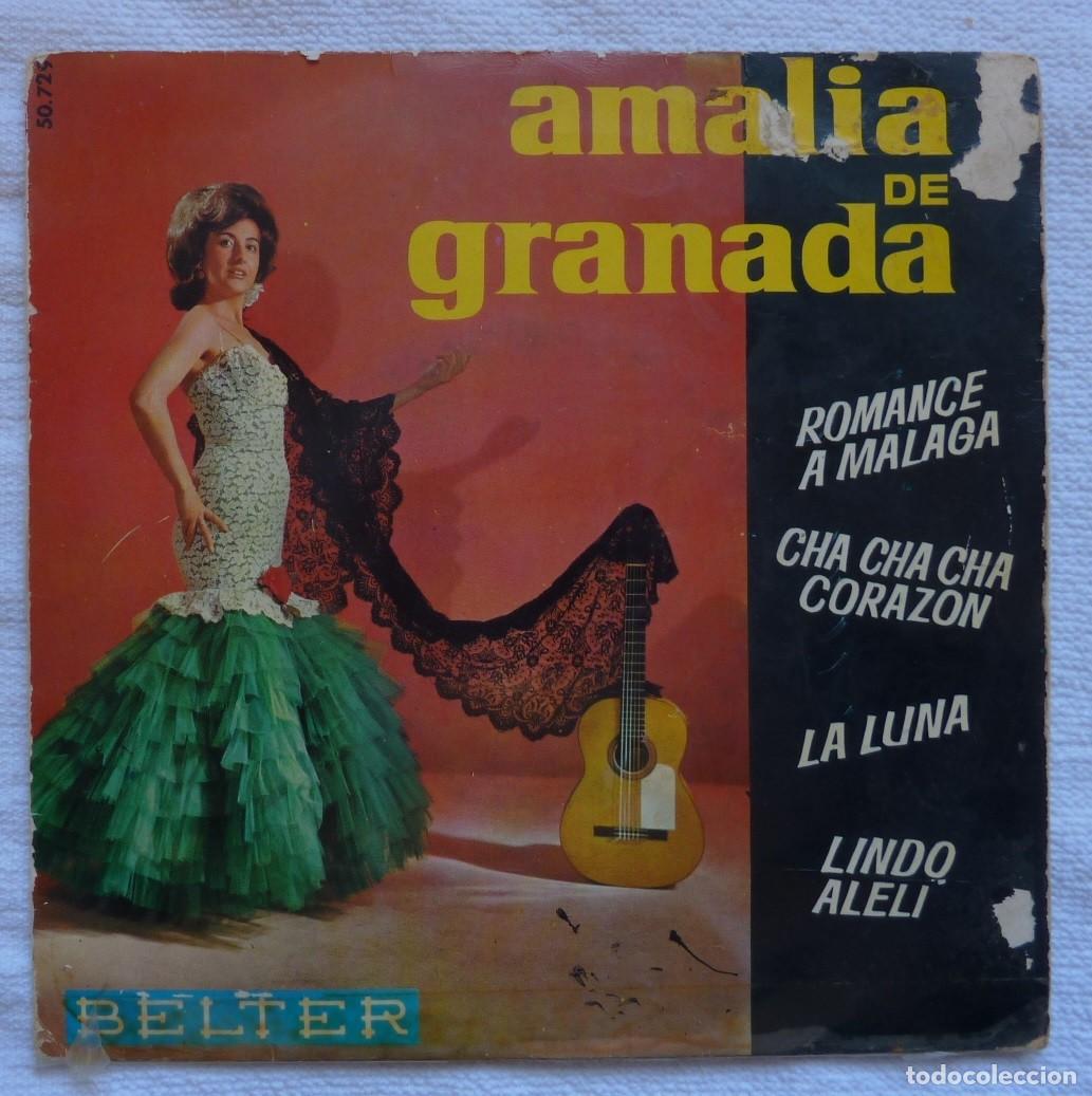 Discos de vinilo: AMALIA DE GRANADA // ROMANCE A MALAGA+3 // 1963 // EP - Foto 1