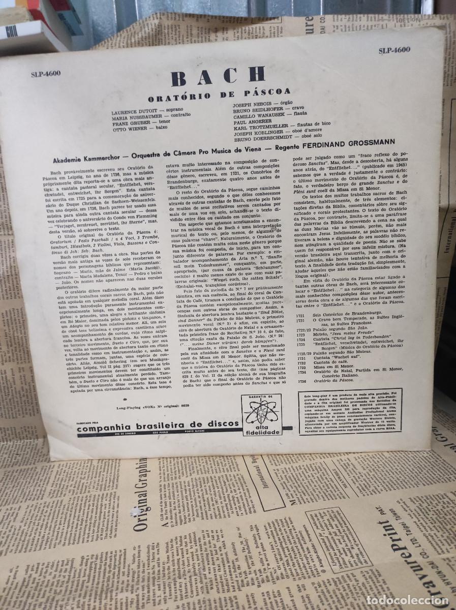 Discos de vinilo: J.S. BACH ORATORIO DA PASCOA - Foto 2