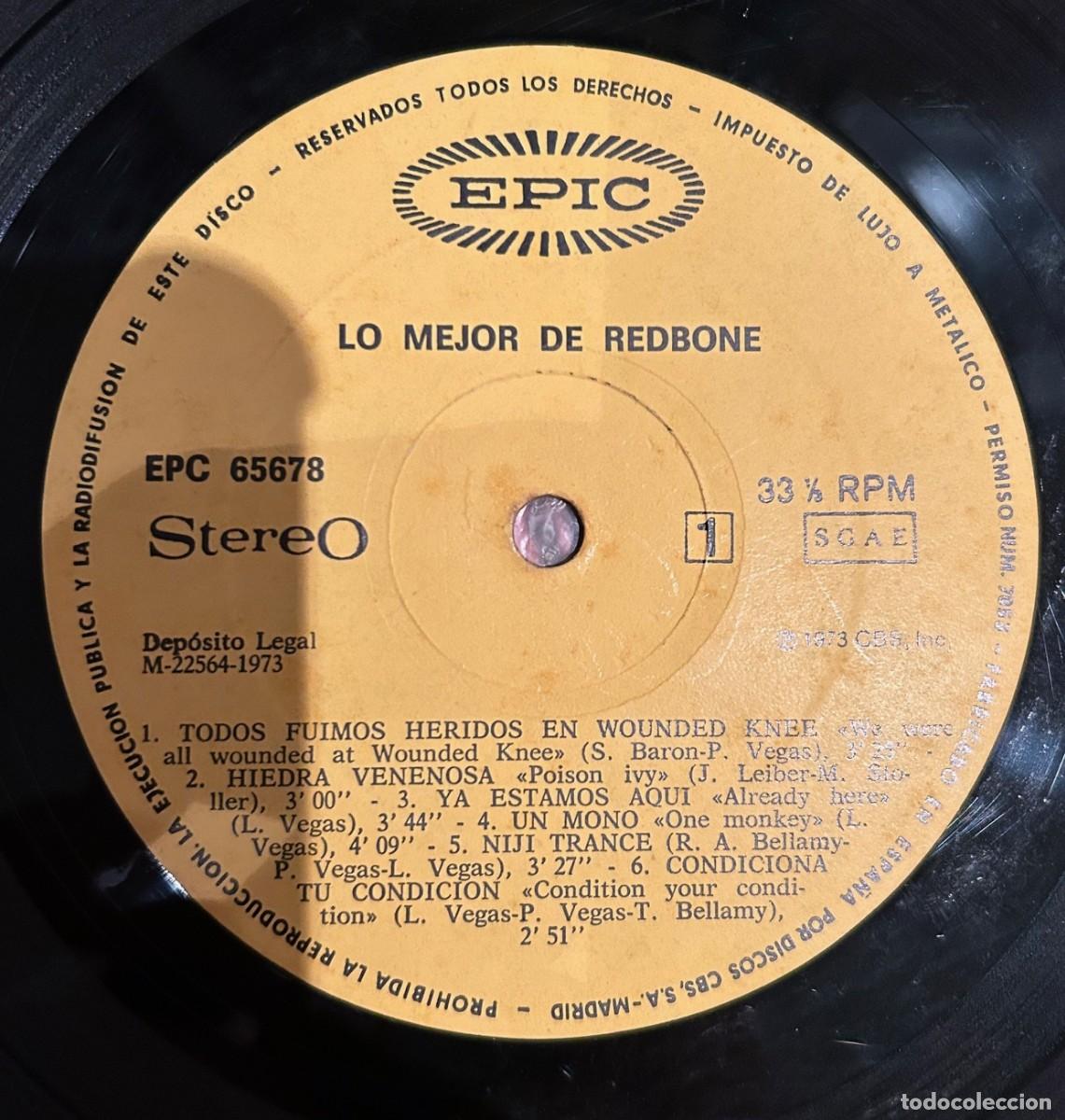 Discos de vinilo: Redbone &lrm;&ndash; Lo Mejor De Redbone. DISCO VINILO. Estado. Vg / Vg. 1973 - Foto 3