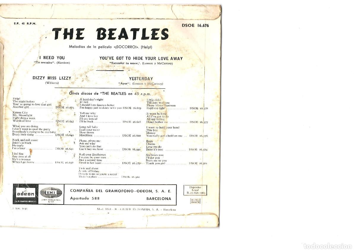 Discos de vinilo: Disco de vinilo THE BEATLES SINGLE YESTERDAY - Foto 2