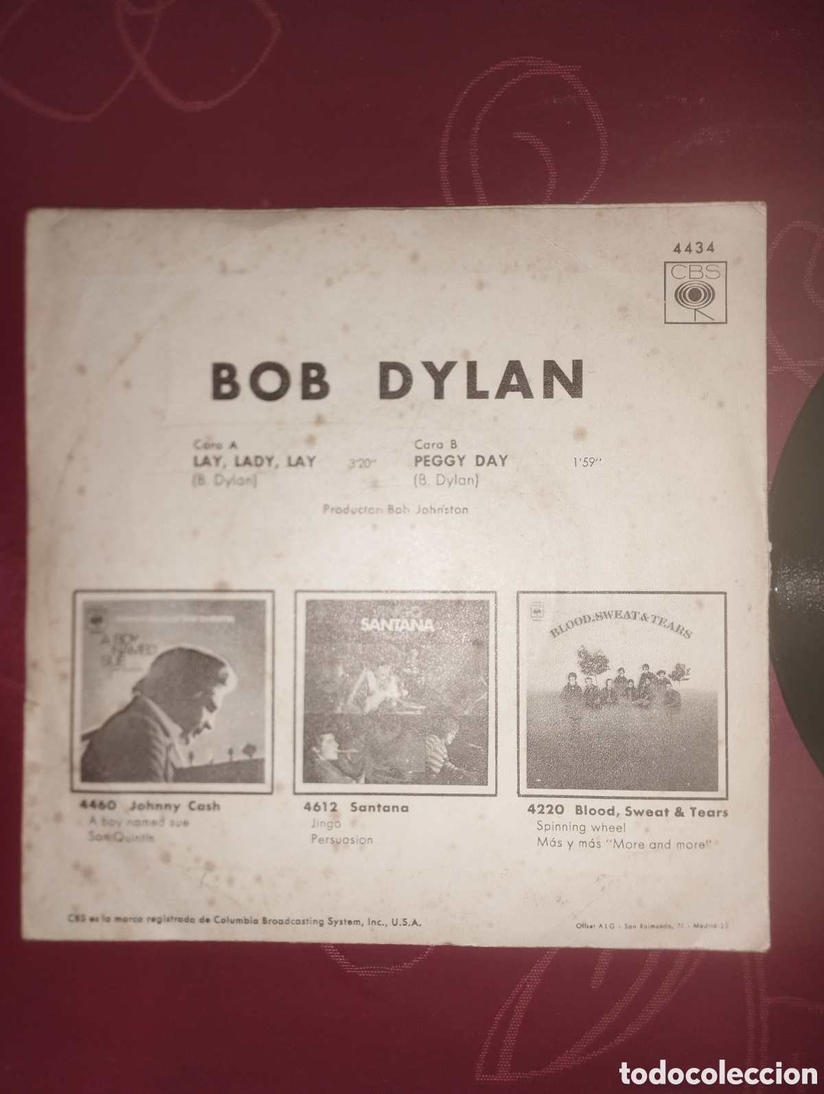 Discos de vinilo: Disco Bob Dylan ( Lay Lady Lay 1970 ) - Foto 2