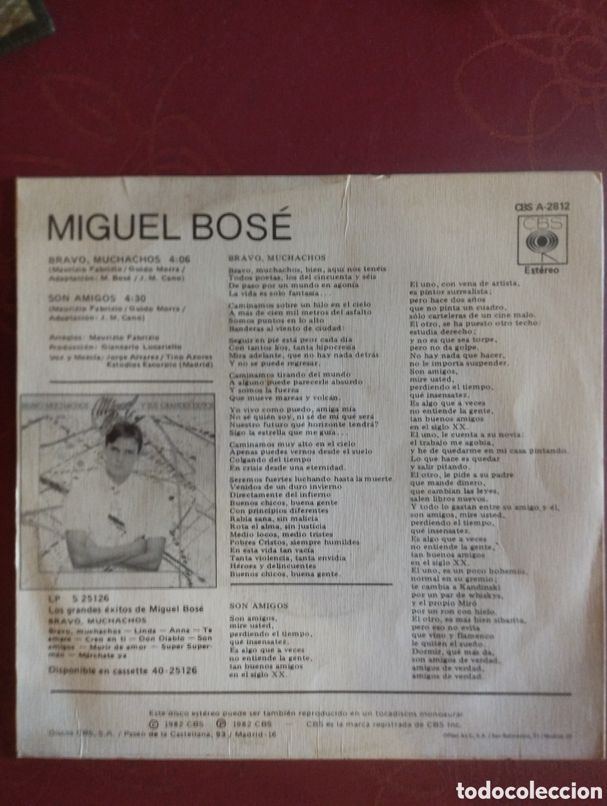 Discos de vinilo: Miguel Bos&eacute; bravo muchachos - Foto 2