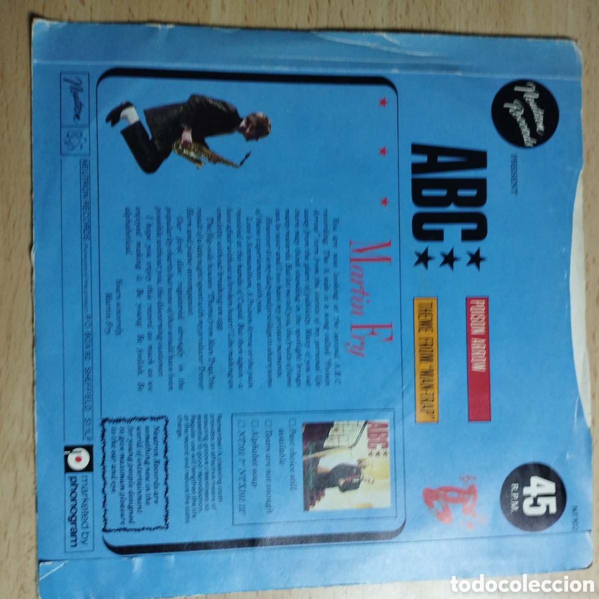 Discos de vinilo: Single 7&rdquo; ABC 1982 poison arrow + Theme from &rdquo; Man-trap&rdquo;. - Foto 2