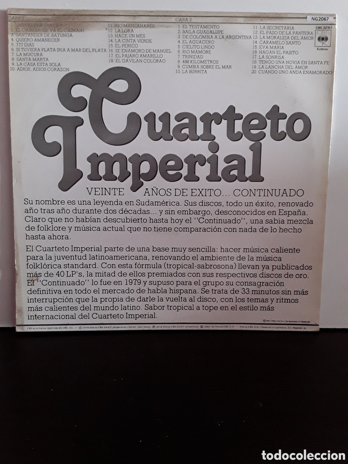Discos de vinilo: Cuarteto Imperial &lrm;&ndash; El Continuado Del Cuarteto Imperial - Foto 2