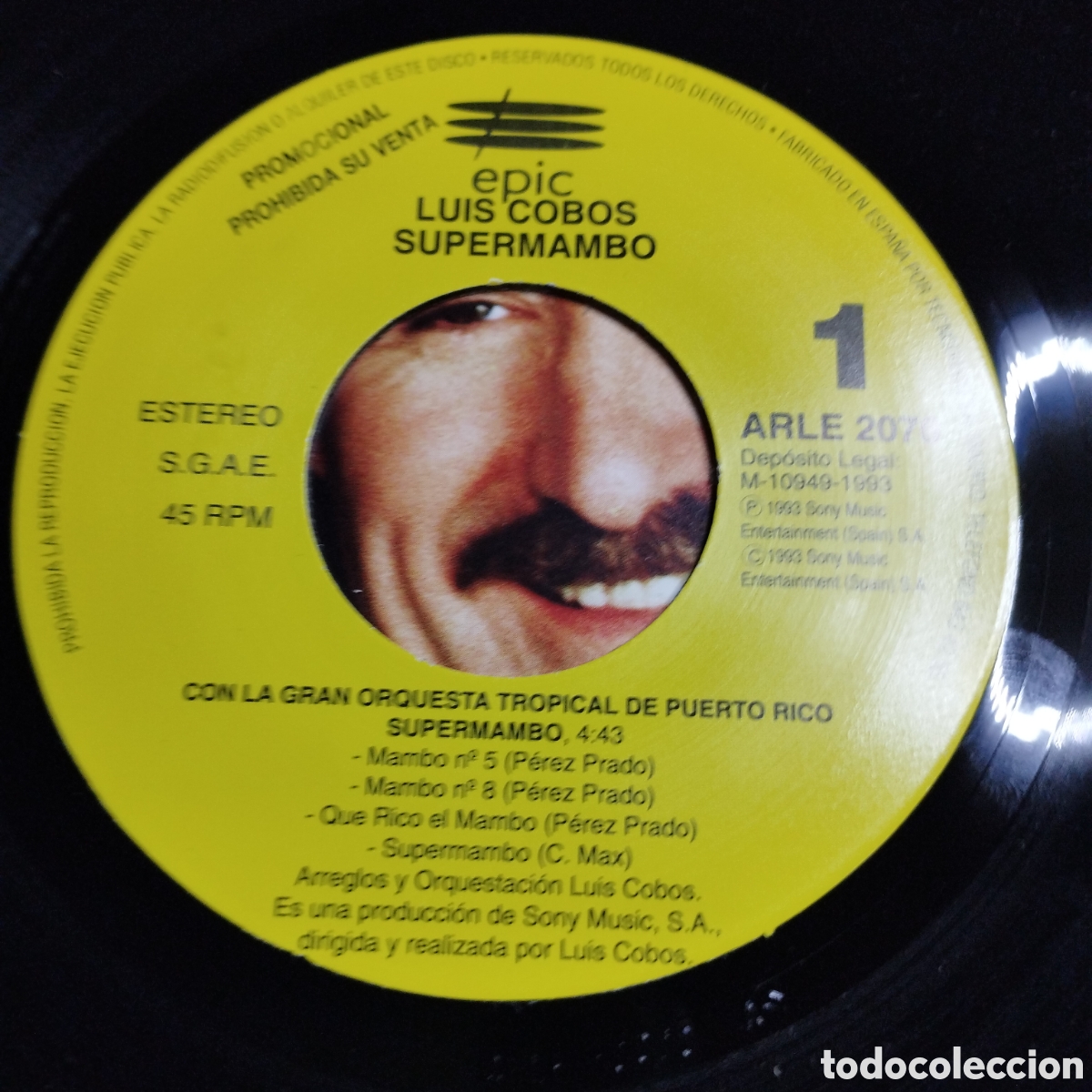 Discos de vinilo: Single 7&rdquo; PROMO a una cara Luis Cobos 1993 Supermambo - Foto 3