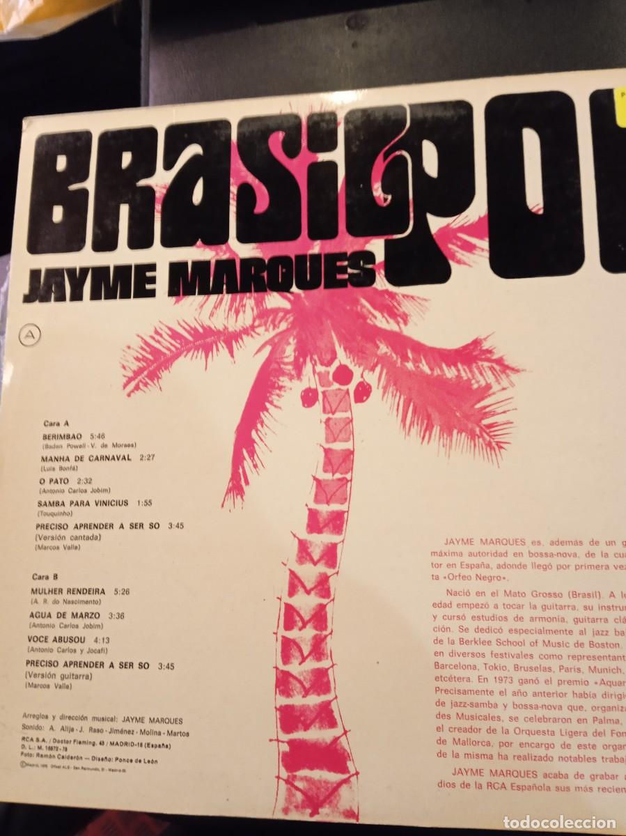 Discos de vinilo: JAYME MARQUES- BRASIL POP. LP ORIGINAL ESPA&Ntilde;A - Foto 2