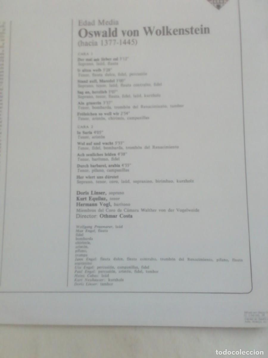Discos de vinilo: OSWALD VON WOLKENSTEIN. LIEDER. DISCO DE VINILO - Foto 2