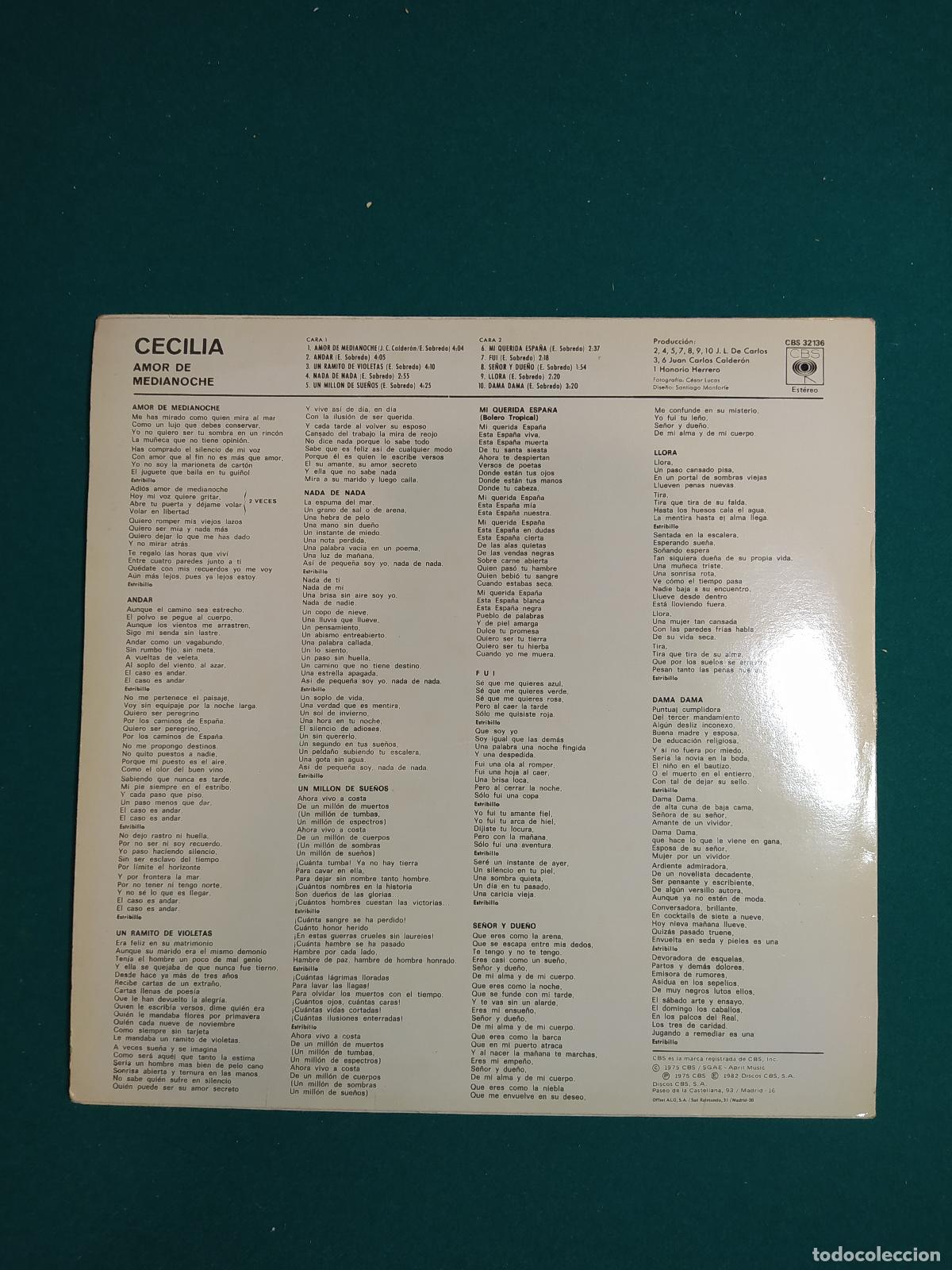 Discos de vinilo: Cecilia &ndash; Amor De Medianoche - Foto 2