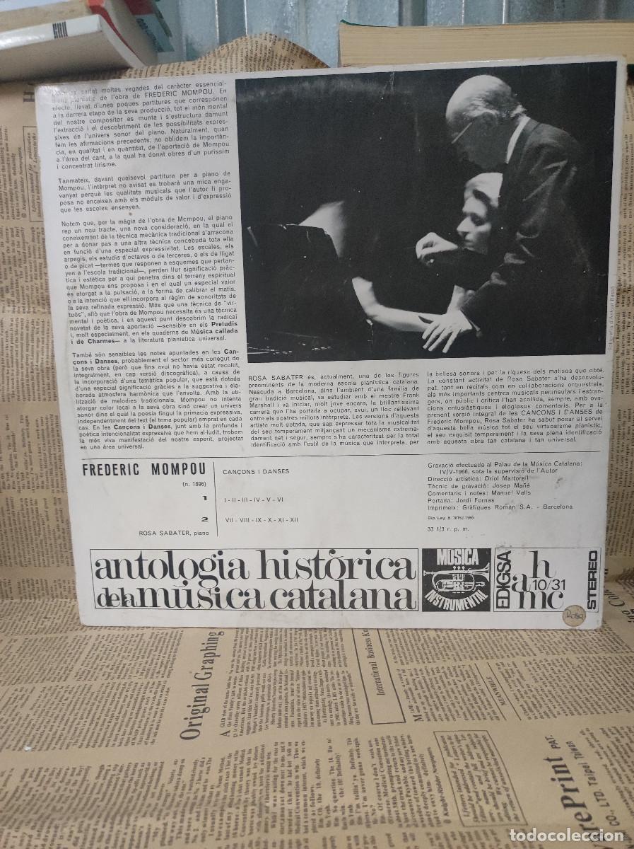 Discos de vinilo: Frederic Mompou, Rosa Sabater &ndash; Can&ccedil;ons I Danses - Foto 2
